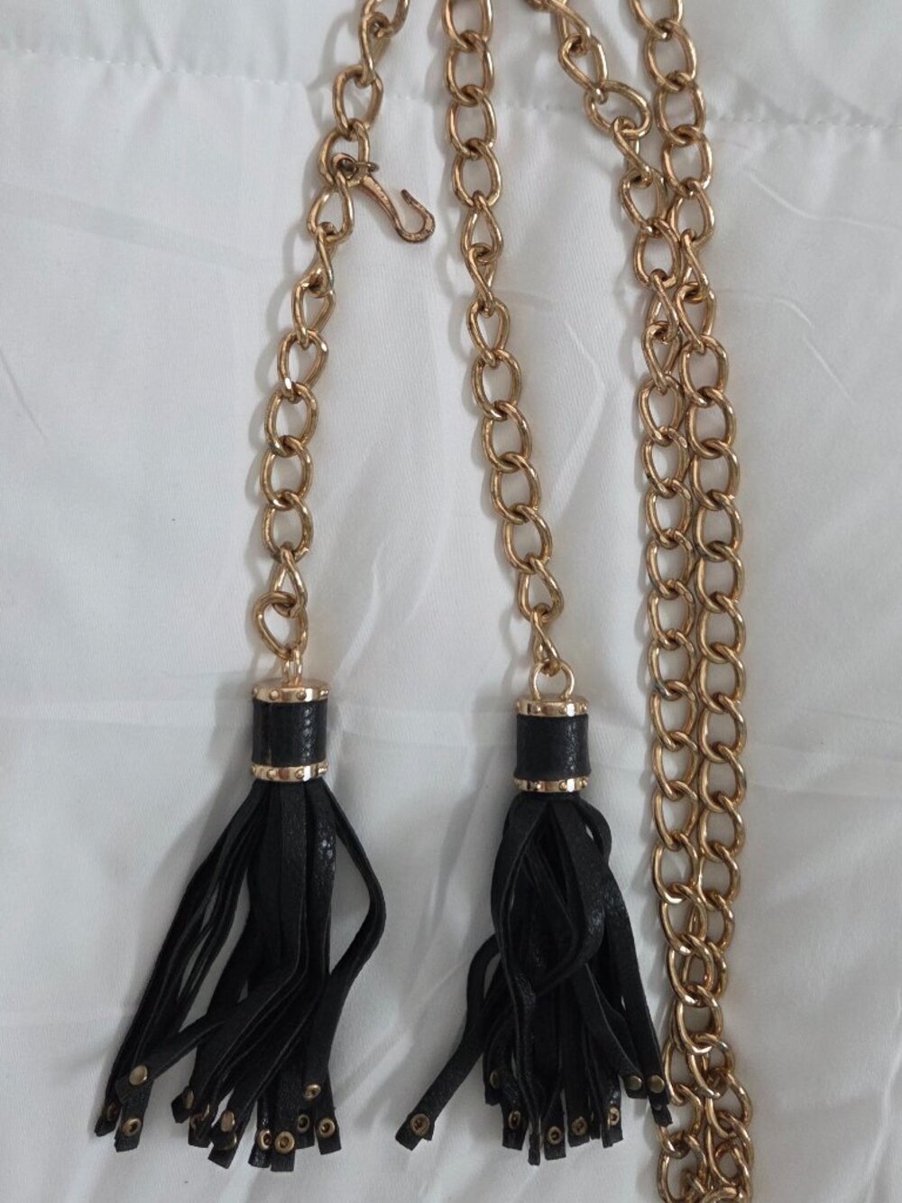 Vegan Leather/Chain Tassel Belt